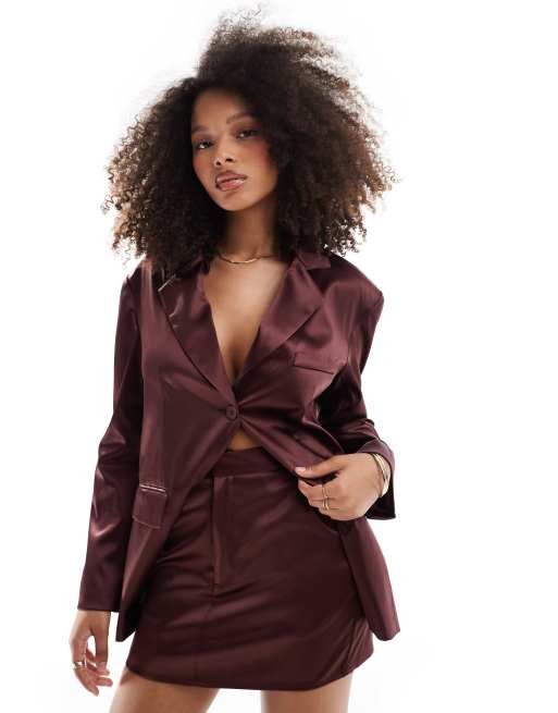 Pretty Lavish tailored mini skirt in burgundy - part of a set