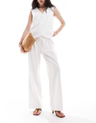 tailored pants in cream - part of a set-White