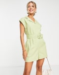 Pretty Lavish tailored playsuit in green