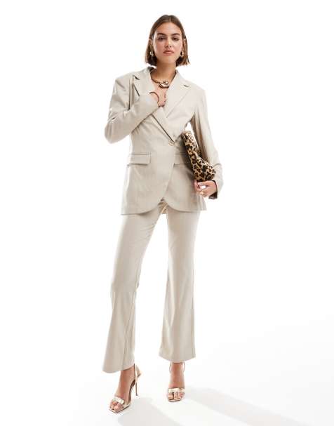 Pretty Lavish tailored set in beige pinstripe - view 1