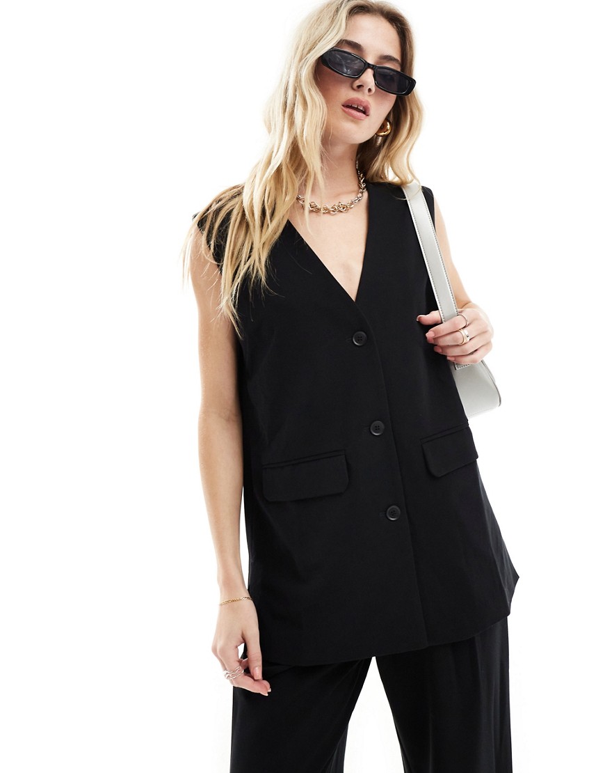 Pretty Lavish tailored waistcoat suit co-ord in black