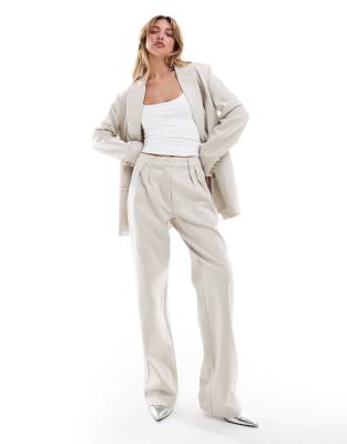 tailored wide leg pants in chalk - part of a set-White