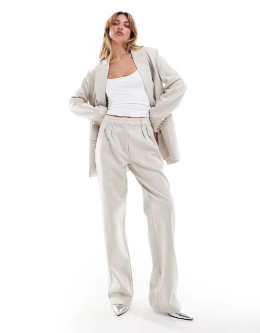 Pretty Lavish tailored wide leg pants in chalk - part of a set