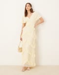 [Pretty Lavish] Pretty Lavish textured chiffon ruffle maxi dress in lemon-Yellow 8 Lemon