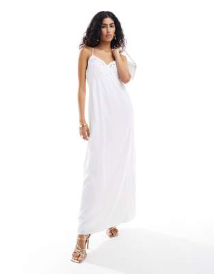 Pretty Lavish Pretty Lavish textured maxi dress in cream-White