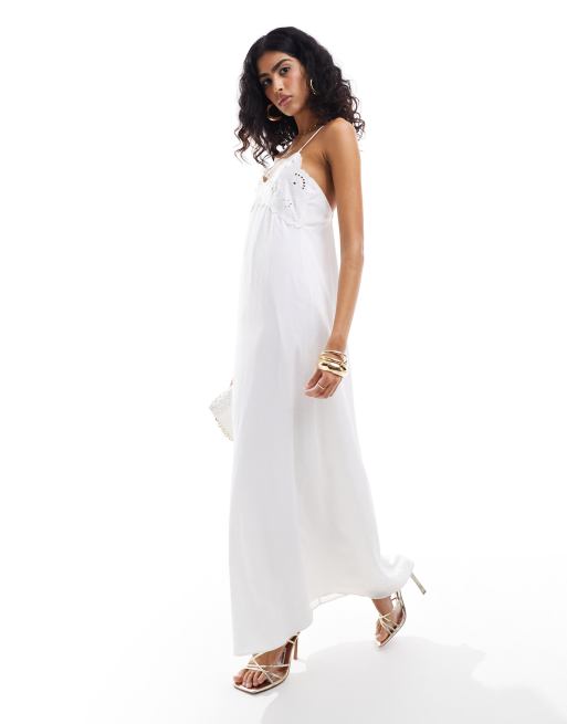 white dress long sleeve wedding Elegant Crew Neck Long Sleeve A-line Wedding Dresses with Pocket White / 4