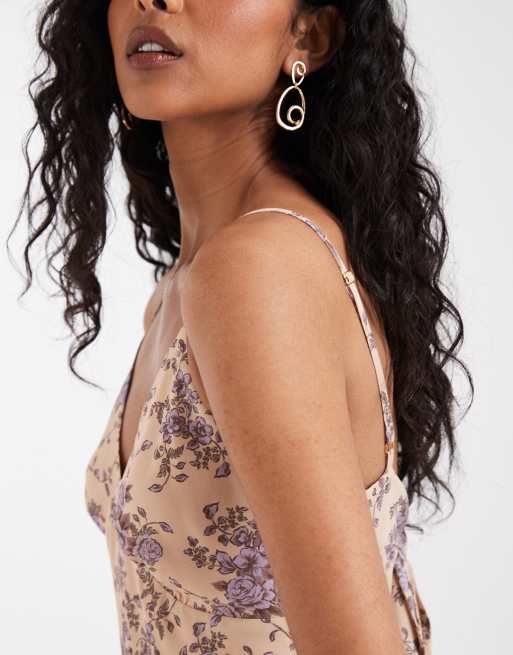 Pretty Lavish tie back ruffle midaxi dress in lilac floral print | ASOS