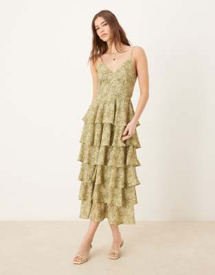 Pretty Lavish Tie Back Ruffle Midaxi Dress