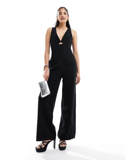 Black tie back sales jumpsuit