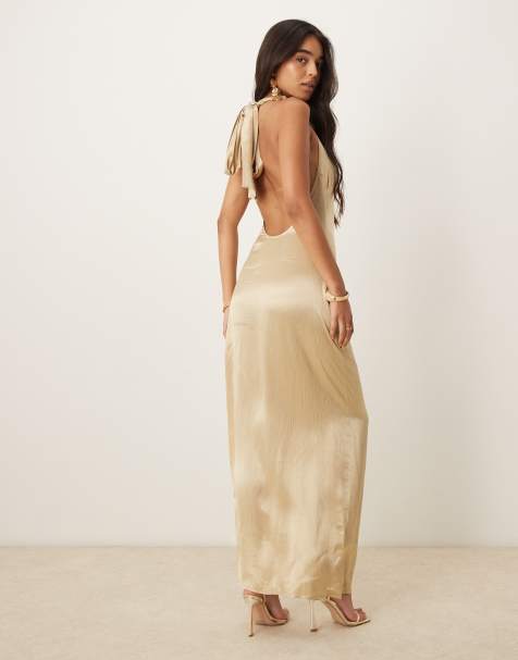 Gold Satin Dresses Shop at ASOS