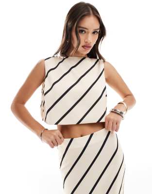 Pretty Lavish Tie Top In Stripe Print - Part Of A Set-neutral