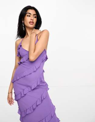 Pretty Lavish Tiered Ruffle Maxi Dress In Iris-purple