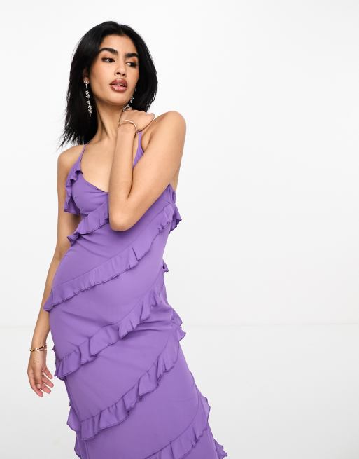 Pretty Lavish tiered ruffle maxi dress in iris