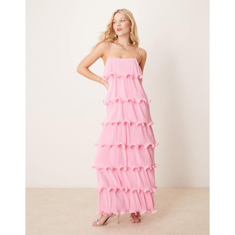 lavish styles pink dress Lavish Style Tulle Maxi Dress Pink