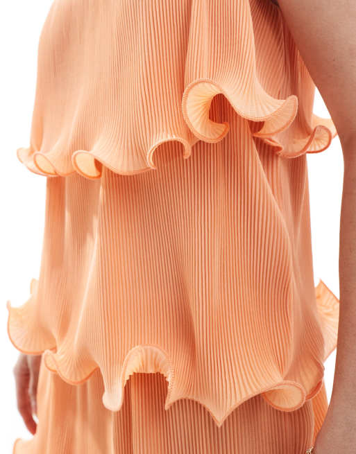 pretty lavish orange dress Pretty Lavish Curve shirred waist maxi dress in orange and yellow floral