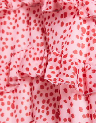 pink and red polka dot dress