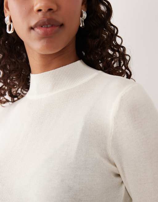 Pretty Lavish - Top a maniche lunghe in maglia color crema trasparente, 4 di 4