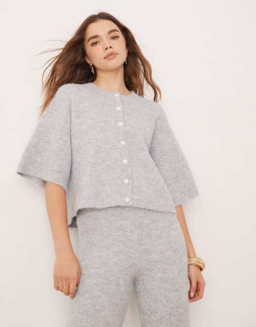 Pretty Lavish - Top d'ensemble en maille côtelée - Gris