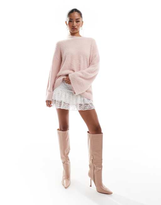 Pretty Lavish - Trui van pluizig garen in lichtroze, 3 van 4