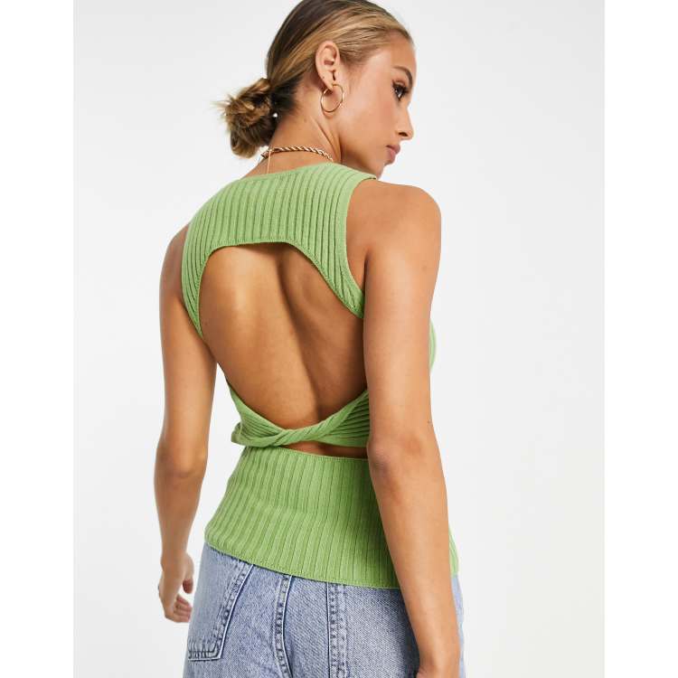 Weave Back Unlined Knit Tank Top –