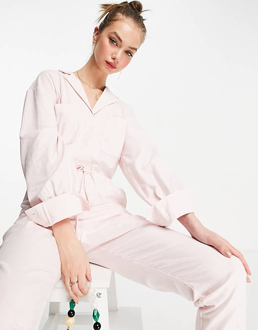 Pretty Lavish utility jumpsuit with pockets in pastel pink