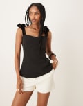 [Pretty Lavish] Pretty Lavish velvet bow corset top in black 10 BLACK