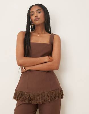 Pretty Lavish Verona Fringed Tweed Top