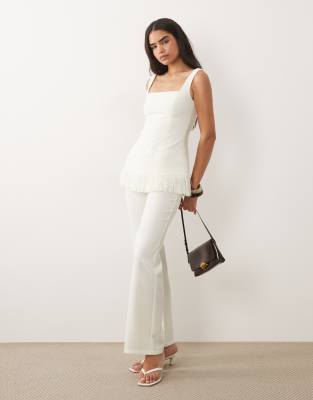 Pretty Lavish Verona Tailored Wide Leg Pants In White