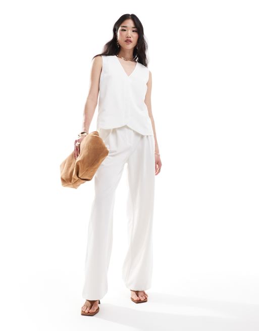 Pretty Lavish vest and tailored pants set in cream