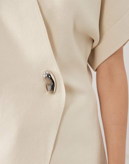 Pretty Lavish - Veste cache-cœur à manches ouvertes avec détails métalliques - Crème , 3 de 4