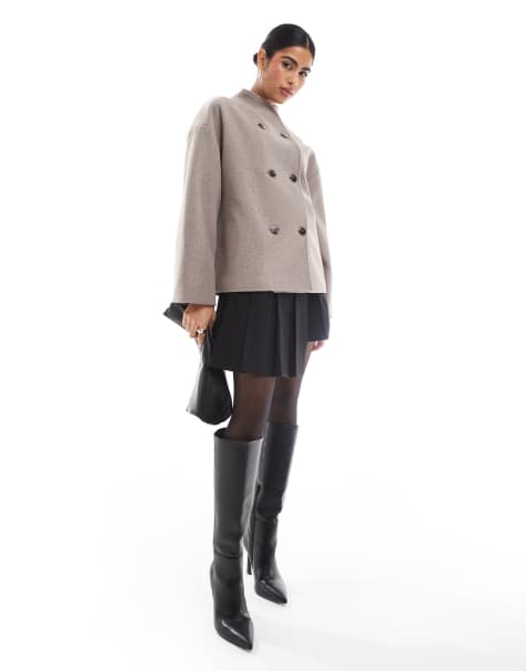 Pretty Lavish - Veste feutrée boutonnée - Taupe - view 1