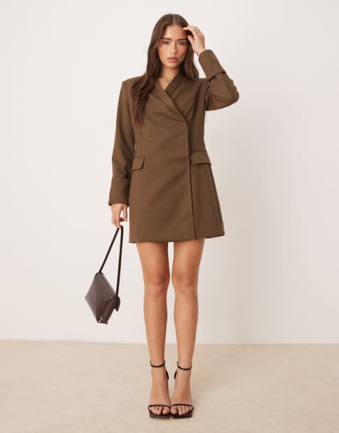 Pretty Lavish - Vestito corto sartoriale stile blazer marrone - view 1