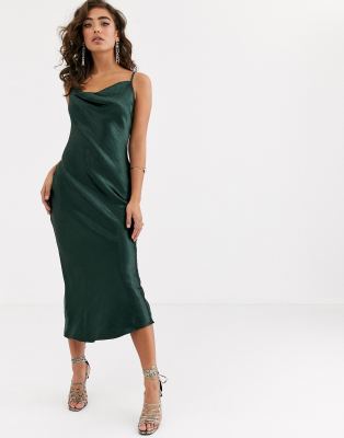abito lungo raso verde