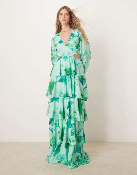 Pretty Lavish - Vestito lungo con stampa a fiori e balze con volant e cut-out - view 1