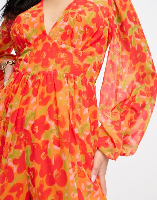 Pretty Lavish wide leg jumpsuit in red and orange floral