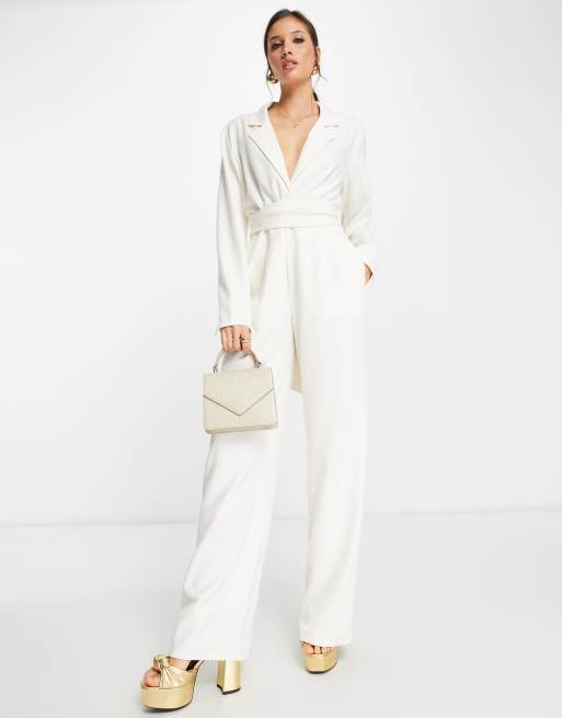 Pretty Lavish Lexi Scrunch Backless Jumpsuit in White