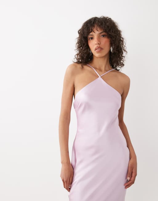 Pretty Lavish - Yvette - Robe longue dos nu en satin - Lilas, 3 de 4