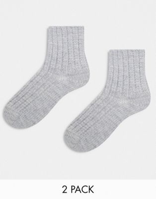 Pretty Polly 2-pack lounge socks in grey