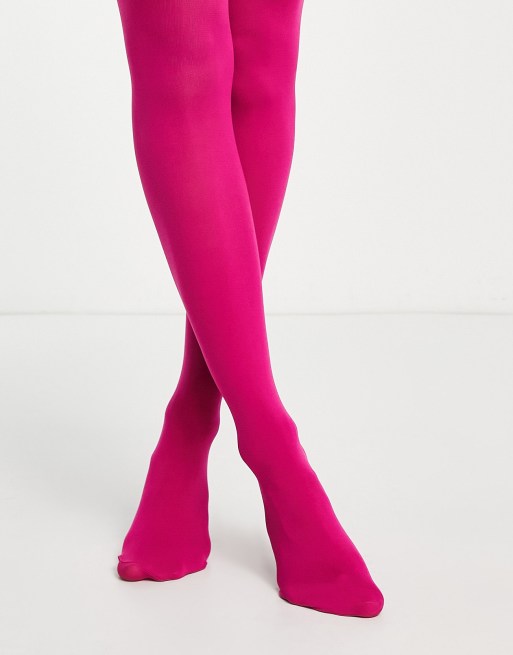 PRETTYLITTLETHING Bright Pink Flock Tights