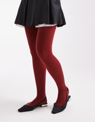 Pretty Polly 60 denier opaque tights in red-Brown