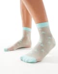 [Pretty Polly] Pretty Polly all over star sheer socks in mint-Green One Size Mint green