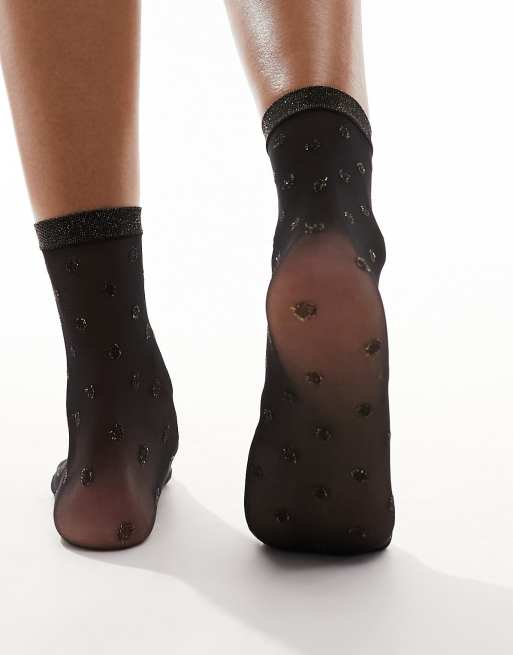 Pretty Polly Calzini neri a pois glitterati ASOS