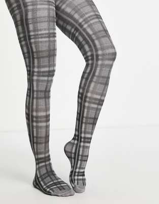 Pretty Polly Check Tights In Gray | ModeSens