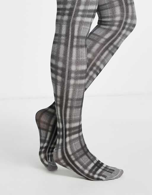 Pretty Polly check tights in grey , 4 of 4