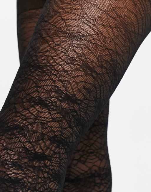 Pretty Polly cobweb lace tights in black