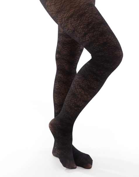 Pretty Polly cobweb tights in black - view 1