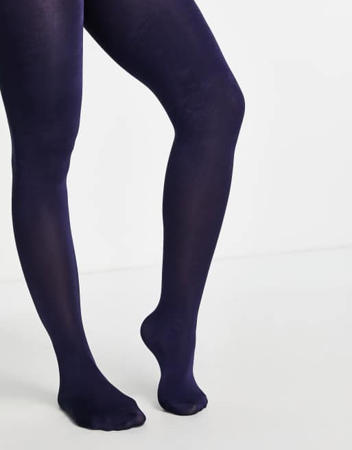 Pretty Polly - Collant opachi in raso blu navy 