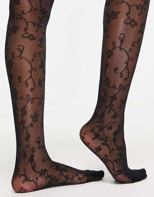 Pretty Polly - Collants à motif fleurs - Noir