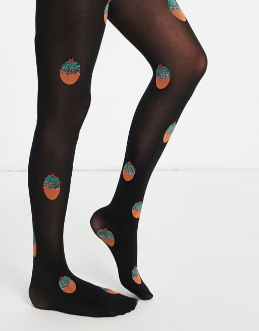 Pretty Polly Collants motif pudding de No l paillet Noir ASOS