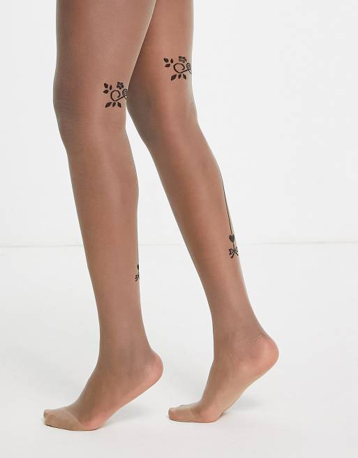 Pretty Polly Collants avec couture arri re motif c ur Beige et